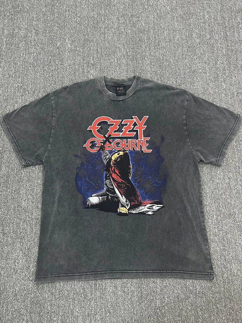 

Футболка Ozzy Osbourne American Heavy Metal Ro Waed ort Sve ex Trendy Loose Fit round Ne Spring Faion