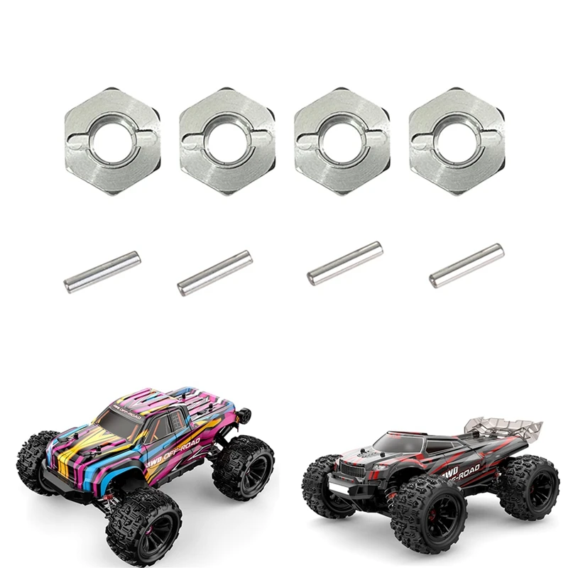 Adaptador de cubo sextavado de roda de metal 12mm, 4 unidades, para mjx hyper go h16 16207 16208 16209 16210 14301 14302 rc peças de atualização de carro