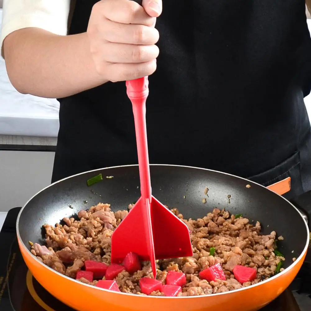 Meat Grinder Kitchen Meat Chopper with 4 Curve Blades Heat-resistant Meat Masher for Ground Beef Long Handle Hamburger Chopper
