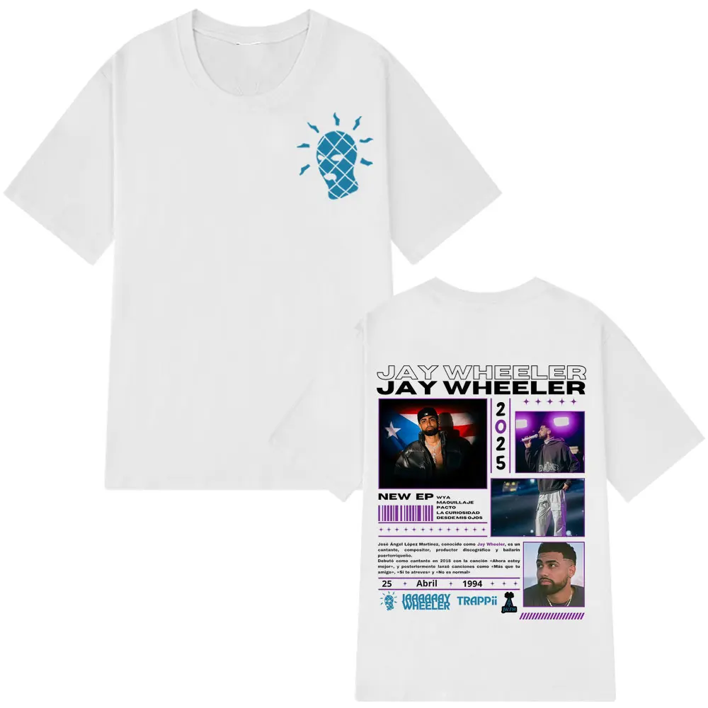 

Рэпер Jay Wheeler Tour 2025 Футболка с принтом для мужчин и женщин Harajuku Графический хип-хоп Готическая уличная одежда Повседневная футболка с короткими рукавами Shrit