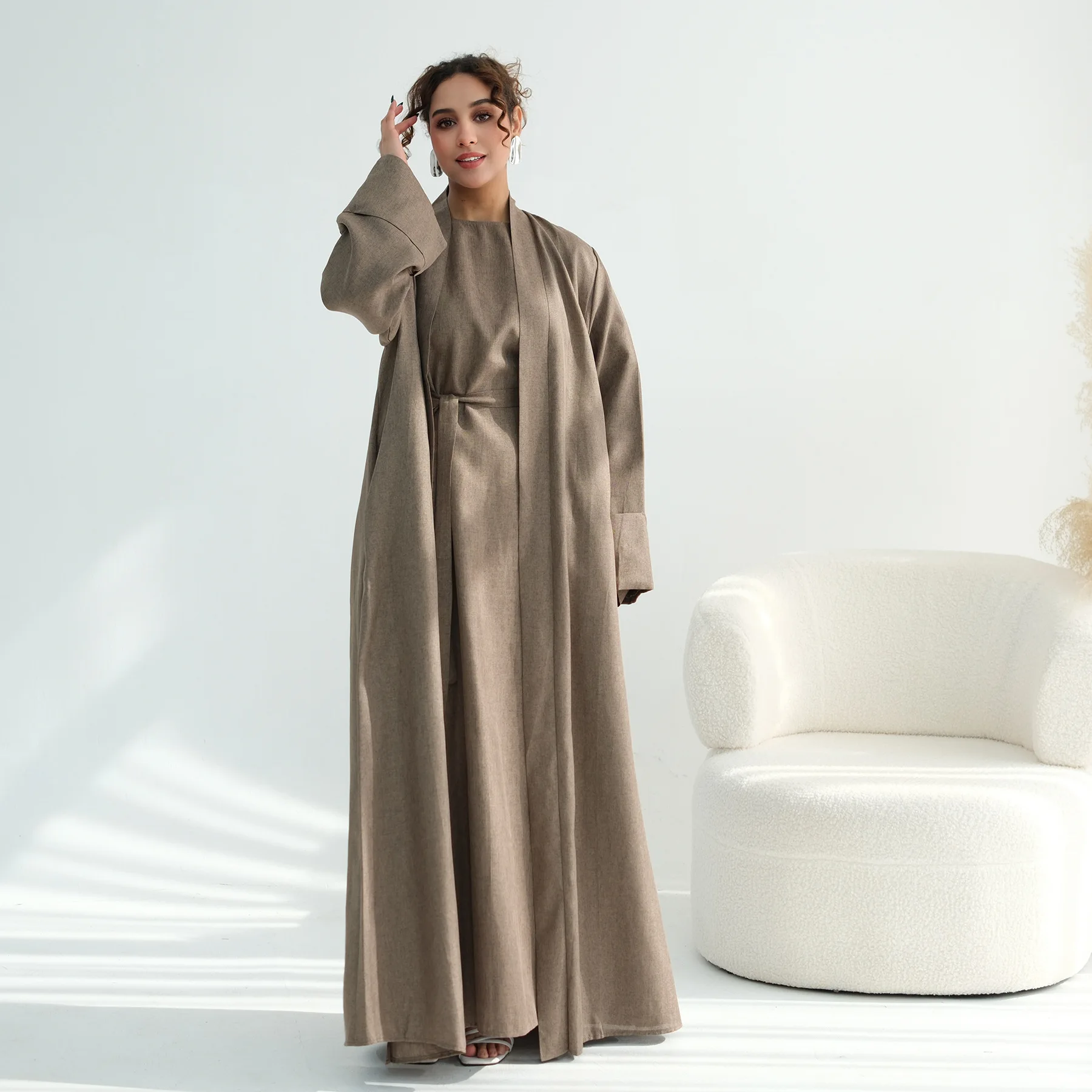 

Праздничная абайя на Ид Рамадан, женское мусульманское платье, дубайский кафтан, турецкий длинный кафтан, джалабия, кимоно-кардиган, исламская одежда, однотонная.