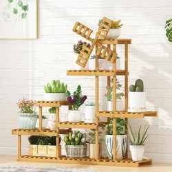 Wooden Plant Stand Flower Pot Stand Display Stand for Flowers Indoor Plants Bamboo Floor Holder Base for Plant Pot Corner Shelf