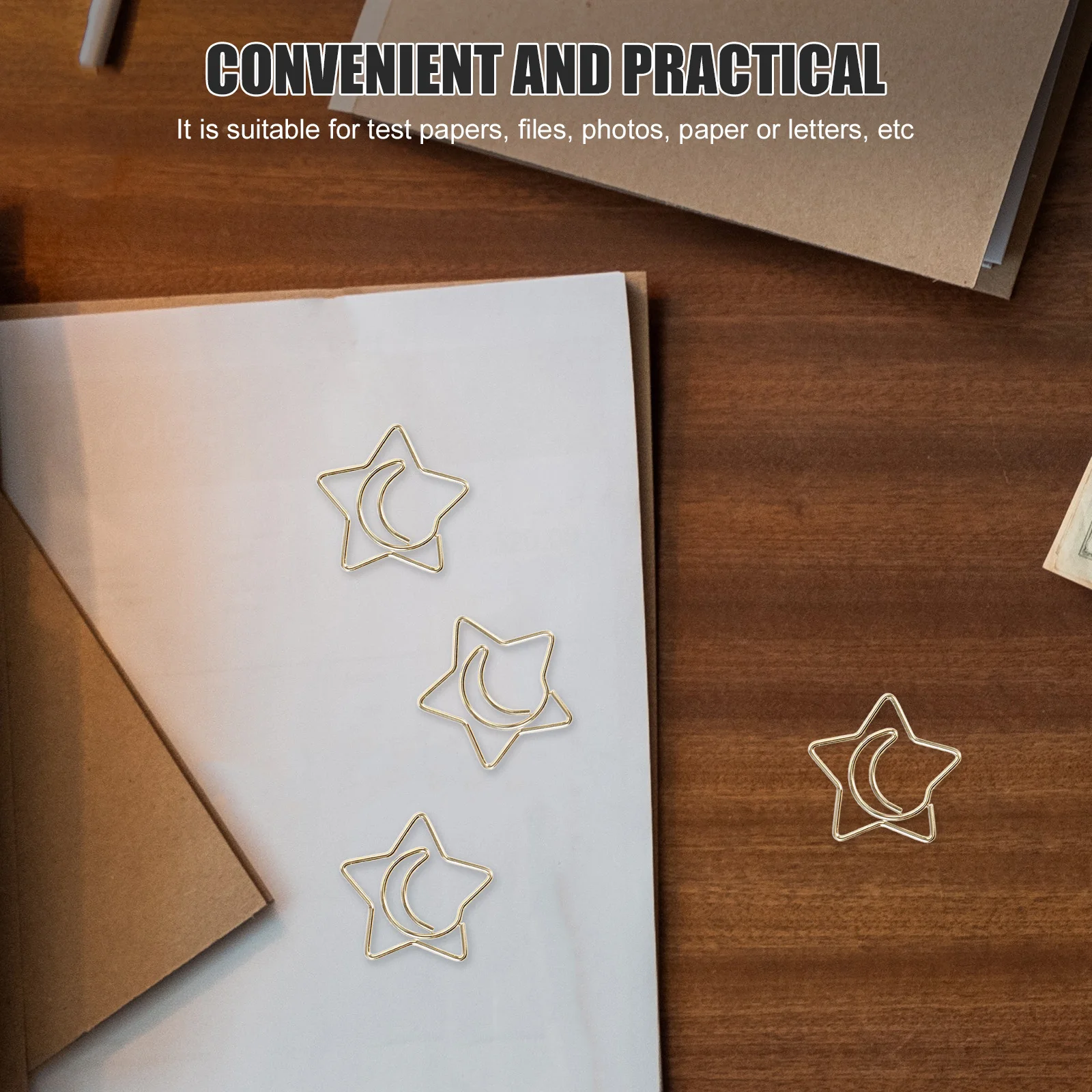 60pcs Star Moon Paper Clips Bookmarks Small Paper Clips For Office Files Homework Stationery Supplies Decorative Desk