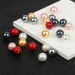 Wholesale 5pcs Natural Shell Pearl Beads 6mm 8mm 10mm 12mm Round Loose Beads Drilled Half Hole Beads For Earring Jewelry Making