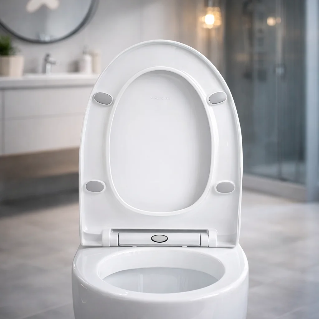 

Easy Mount Toilet Seat, Sturdy Plastic Toilet Lid Replacement, Universal Fit for Home Bathroom Toilets