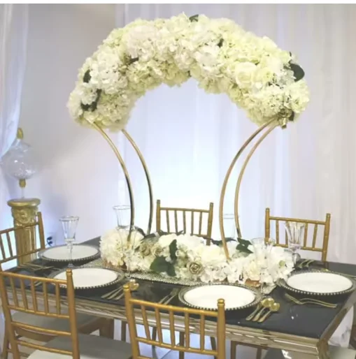 

8pcs Shiny Gold Flower Arch Stand Road Lead Wedding Table Centerpieces Floral Rack For Event Party Decoration