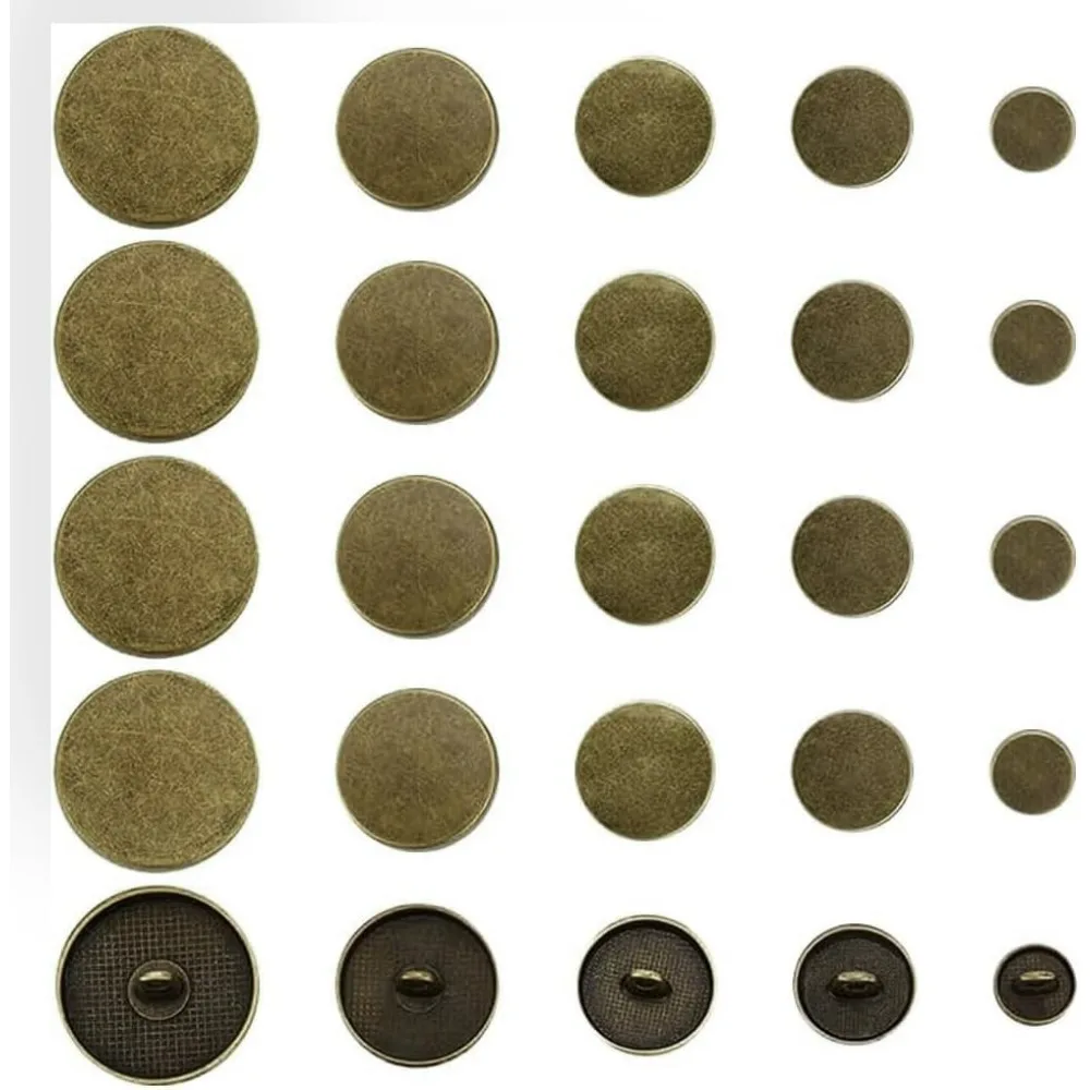 50Pcs Metal Flat Button Alloy Round Shank Buttons for Blazer 10mm 15mm 17mm 20mm 25mm Clothing Jacket Buttons Vintage Flat