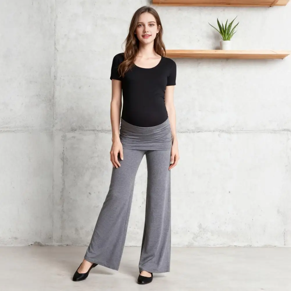 Comfortable Wide-leg Pants Women Pants Women’s Pleated Wide Leg Pants Elastic Mid-waist Trousers Stretchy Yoga for Work