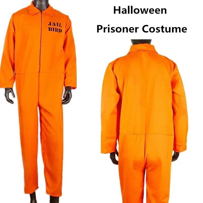 Traje de mono de prisionero para hombres y mujeres, disfraces de Cosplay, fiesta de Halloween, Carnaval, naranja, vestido de prisionero de prisión, Criminal