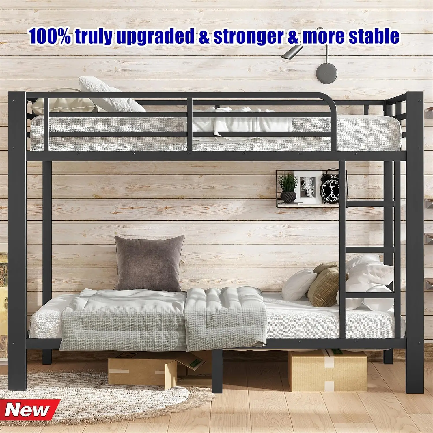 Upgraded Heavy Duty Metal Twin XL Bunk Bed Frame, Thickened Stable Steel Bed Frame for Dorm Bedroom, Customized view 3