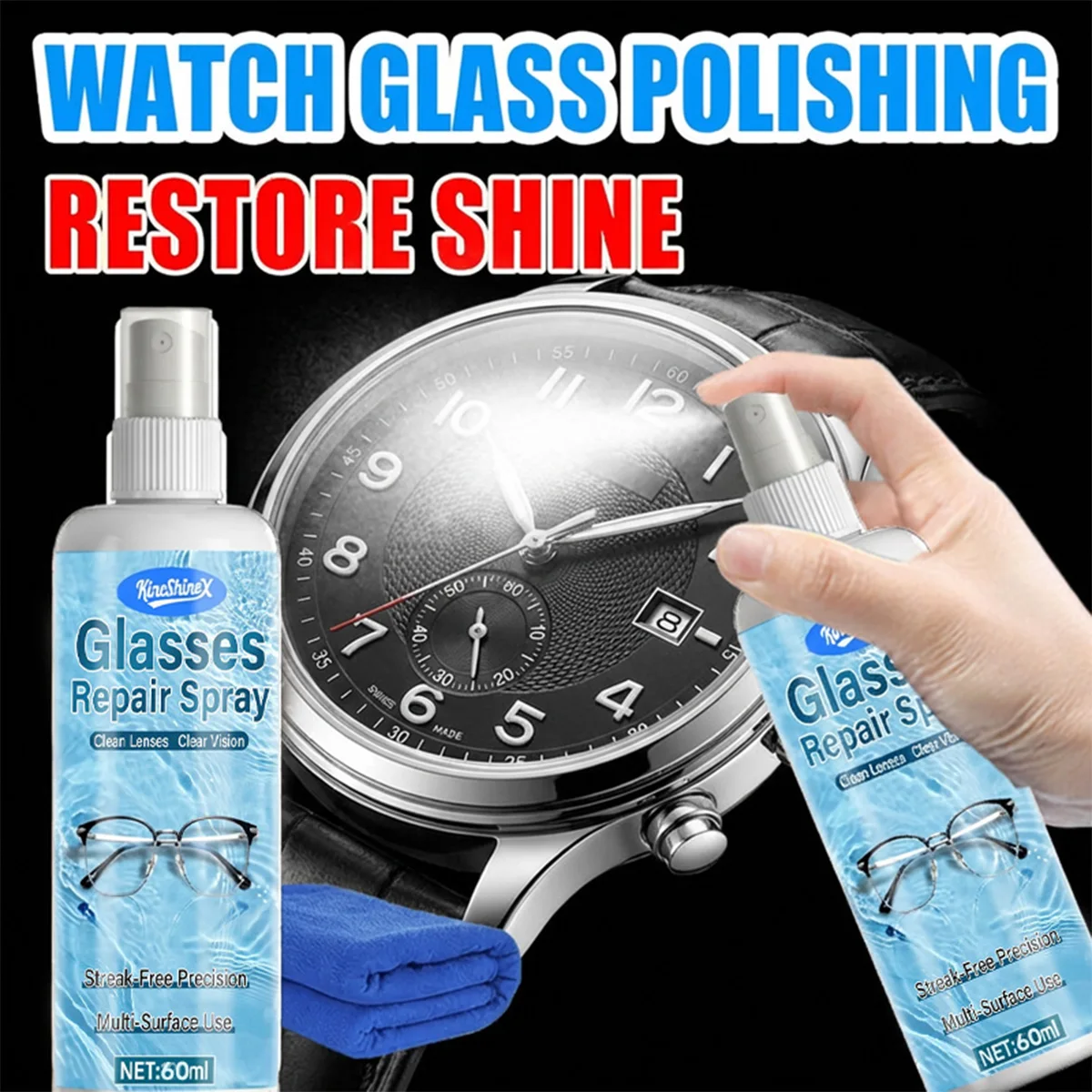 60ML Glasses Scratch Remover Mirror Grinding Cleaner Polishing Scratch-Resistant Solution for Camera Table Screen Car Watch