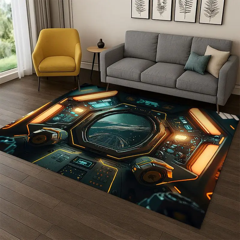 Aircraft Control Cockpit Cabin Spacecraft Moto Carpet Rug for Bedroom Living Room Sofa Doormat Home Decor,Area Rug Non-slip