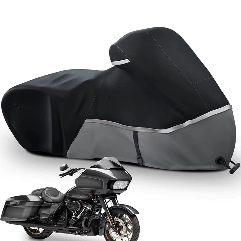 Motorcycle Cover, Motorbike Cover Waterproof for Touring Models,Road King,Harley Davidson, Indoor & Outdoor Storage with Anti-Th