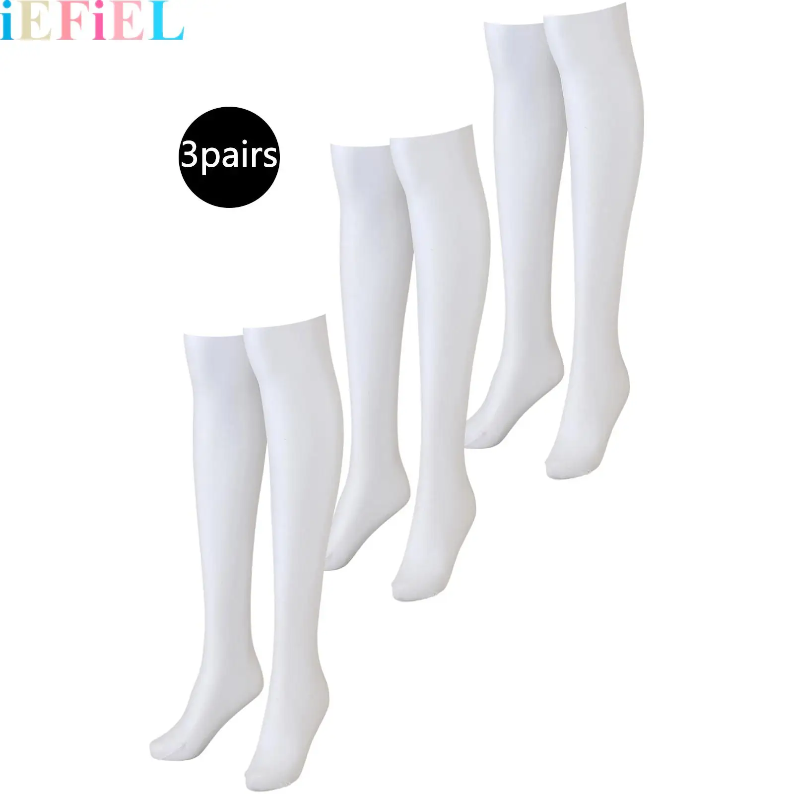 

3 Pairs Women Glossy Pantyhose Oil Shiny Thigh High Stockings Semi-Sheer Stretchy Pantyhose Over Knee Thin Tights Stockings