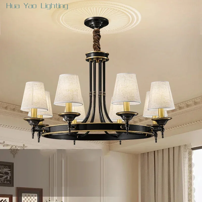 American Brass Pendent Lamp European Luxurious Living Room Dining Room Bedroom Villa Hotel Sample Room Chandelier