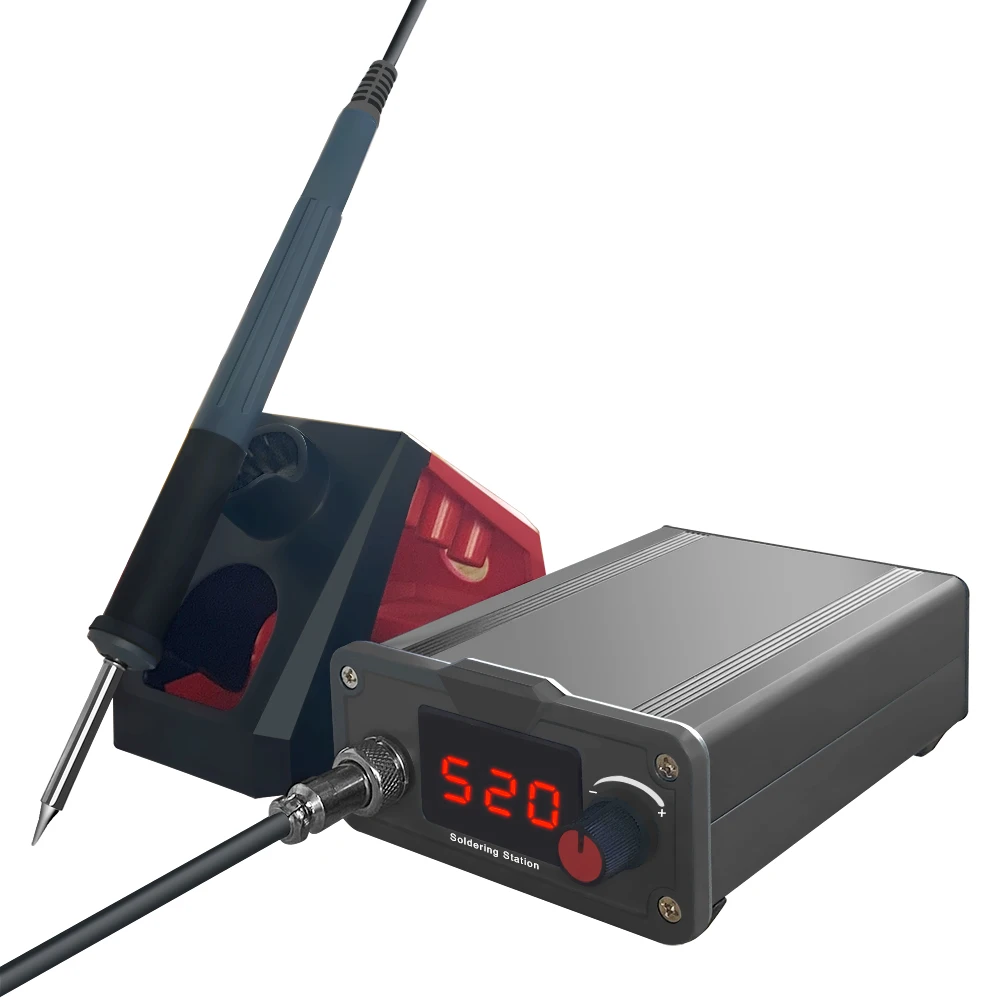 Lefavor T12 Soldering Iron Station 1.3inch Multi-function Portable Bga Rework Station with Soldering Tips Welding Tools