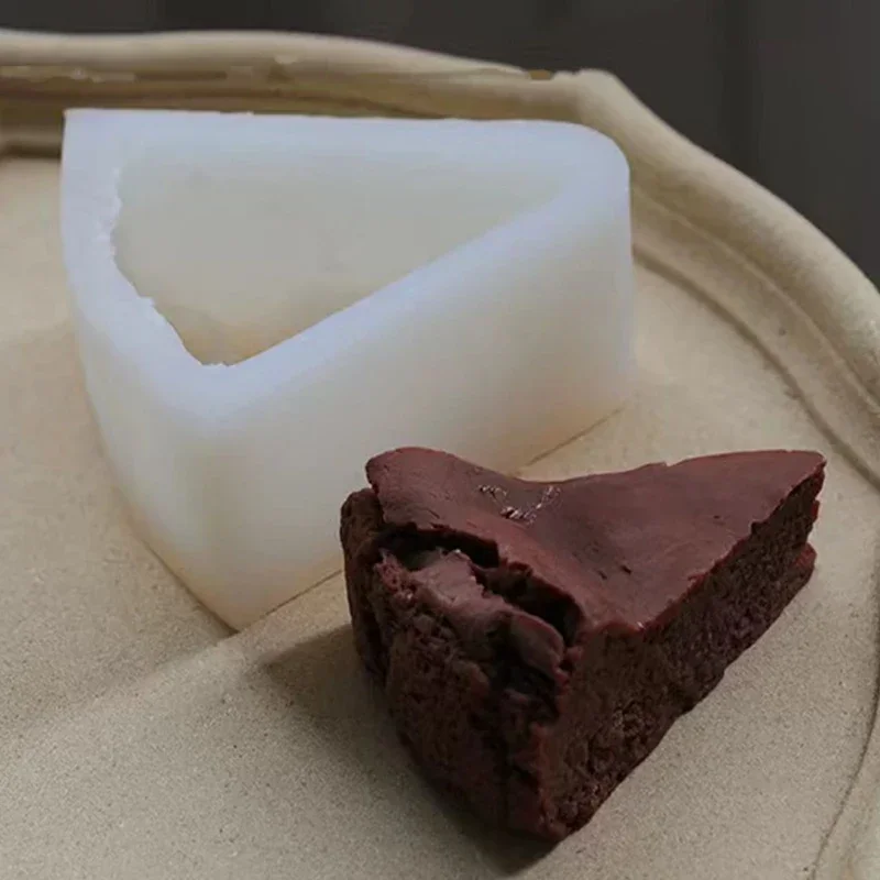 1Pc Simulation Triangle Cake Aromatherapy Candle Mold Baked Dessert Handmade Internet Red Bread Silicone Mold New