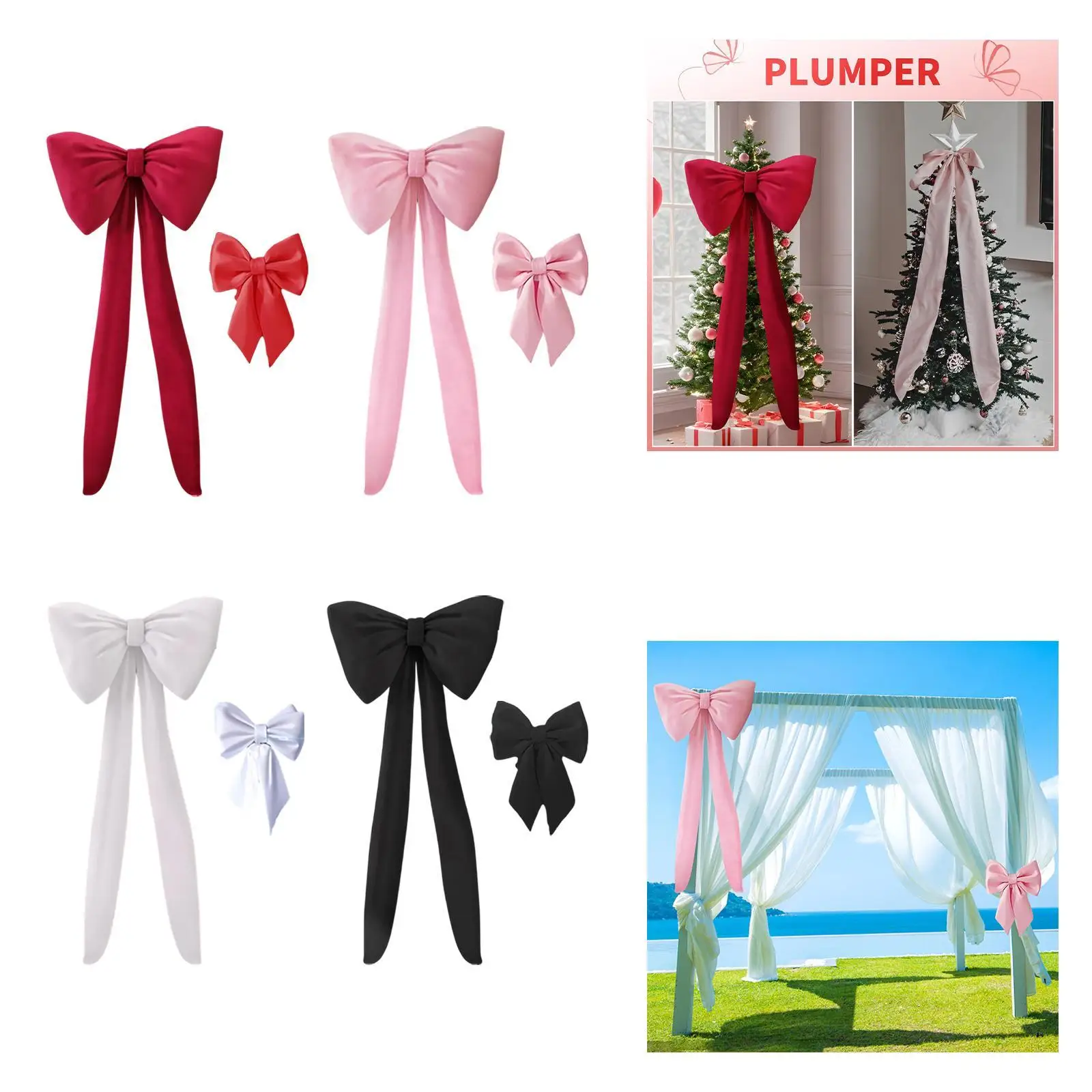 

Hanging Bow Decoration Set Reusable Photo Props Wall Bow Ornament Party Supplies for Anniversary Wedding Holiday Window Festival