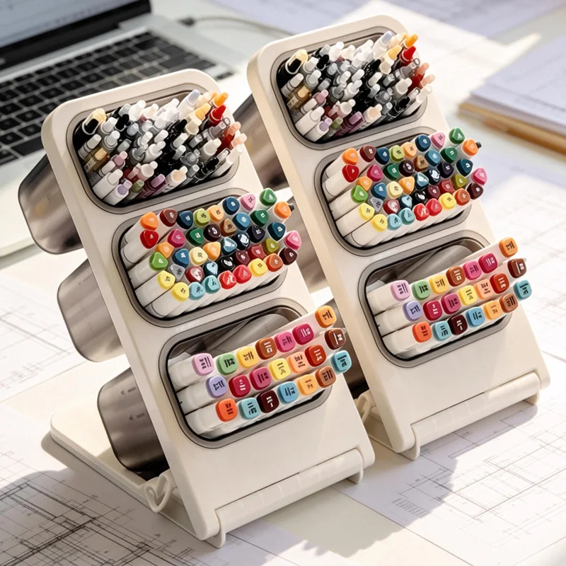 Marker Pen Storage Box Children's Student Desktop Large Capacity Pen Holder Slant Insertion Pen Holder