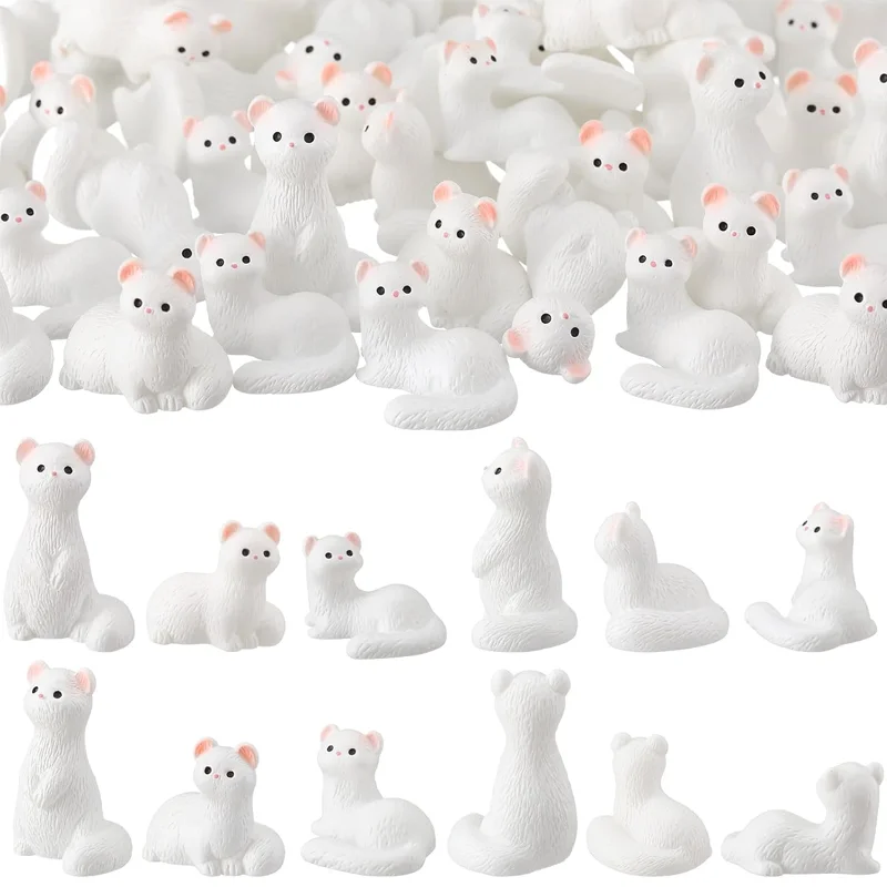 5/10Pcs Mini Resin Ferret Figurines Animal Miniatures Ornament, Potted Plants, Fairy Garden and Micro Landscape Accessories
