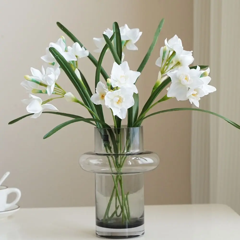 Real Touch Artificial Narcissus Flowers Lifelike Bridal Bouquet Fake Daffodil Flower Silk Flowers DIY Artificial Bouquet