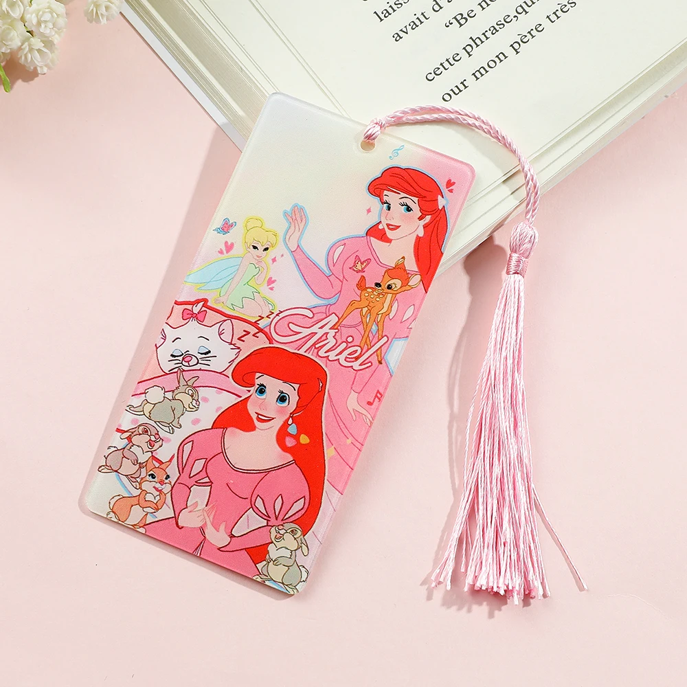 A Pequena Sereia Ariel Bookmark com Borla, Cute Acrylic Marie Cat, Bambi Hanging Drop Decor, Coleção Presentes para Mulheres e Crianças