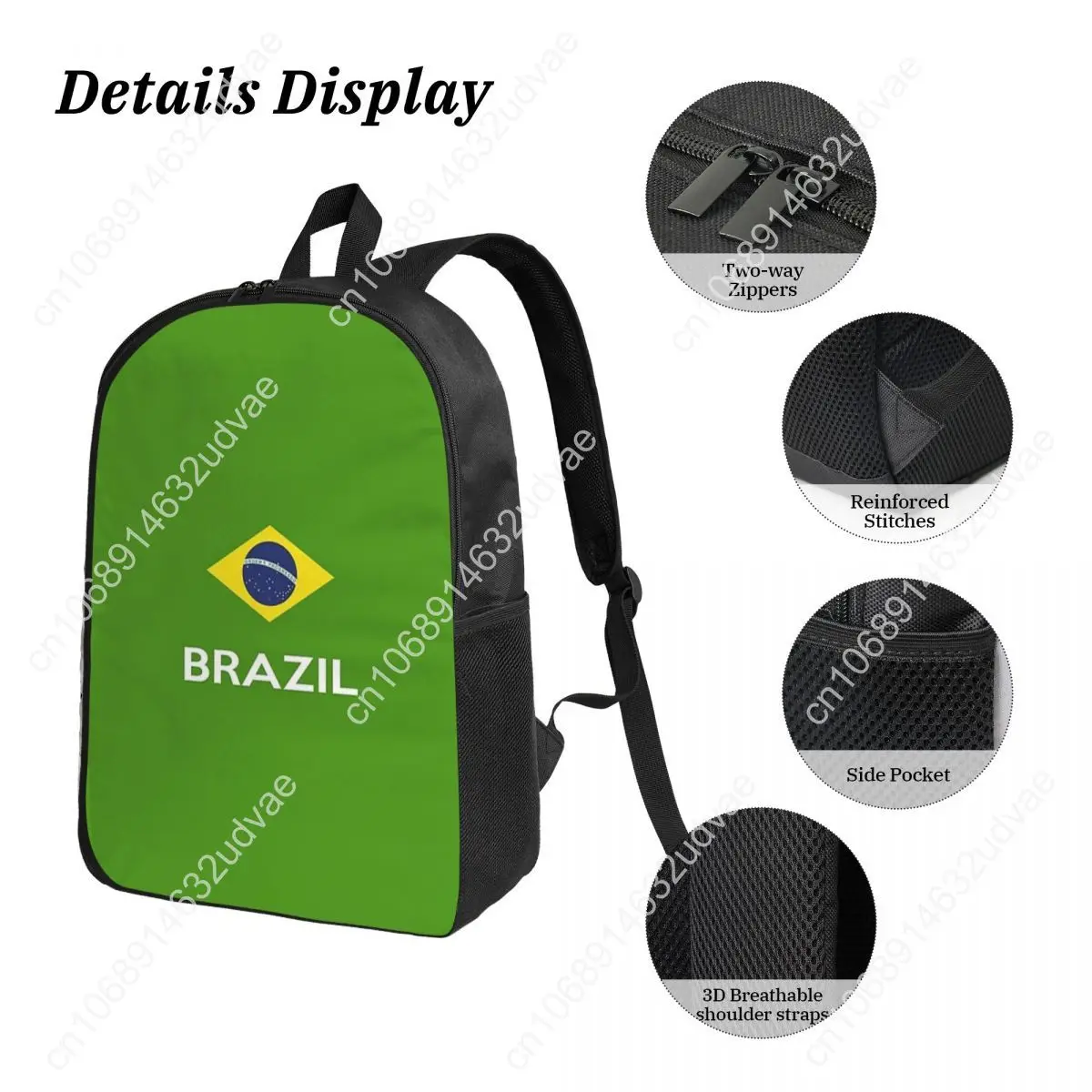 Brazil National Flag (7) Backpack Student Boys Girls BookBag School Bag Laptop Shoulder Bags 3ps Insulated Lunch Bag Pencil Case