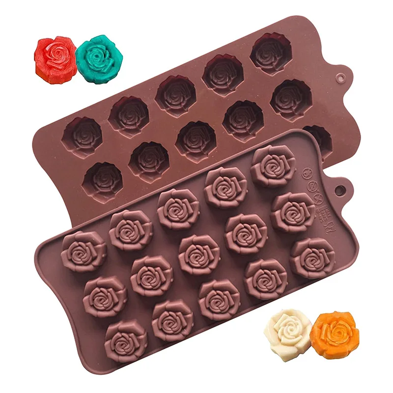 Rose Silicone Break Apart Chocolate Moulds Silicone Square Non-Stick Chocolate Bar Molds Reusable Candy Protein Silicone Mould