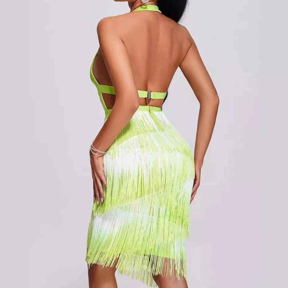 Jinshen luxe vrouwen sexy club jurk bandage groothandel vrouwen kwastje bandage jurk gedrukt hoge kwaliteit-GZXX1464