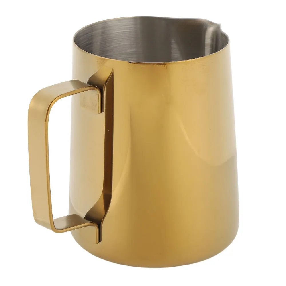 304 Stainless Steel Milk Frothing Pitcher With Scale 12 oz Milk Frother Cup 350ML Capacity Gold Color