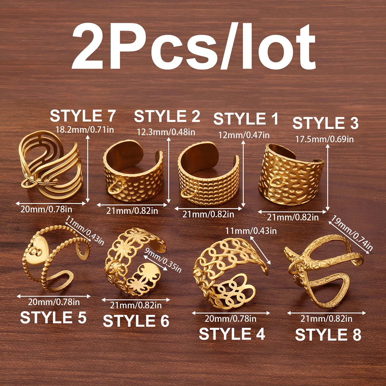 2Pcs Stainless Steel Starfish Adjustable Open Rings Settings Geometry Wide Chain Ring Base For Jewelry Making Accessories DIY image 2