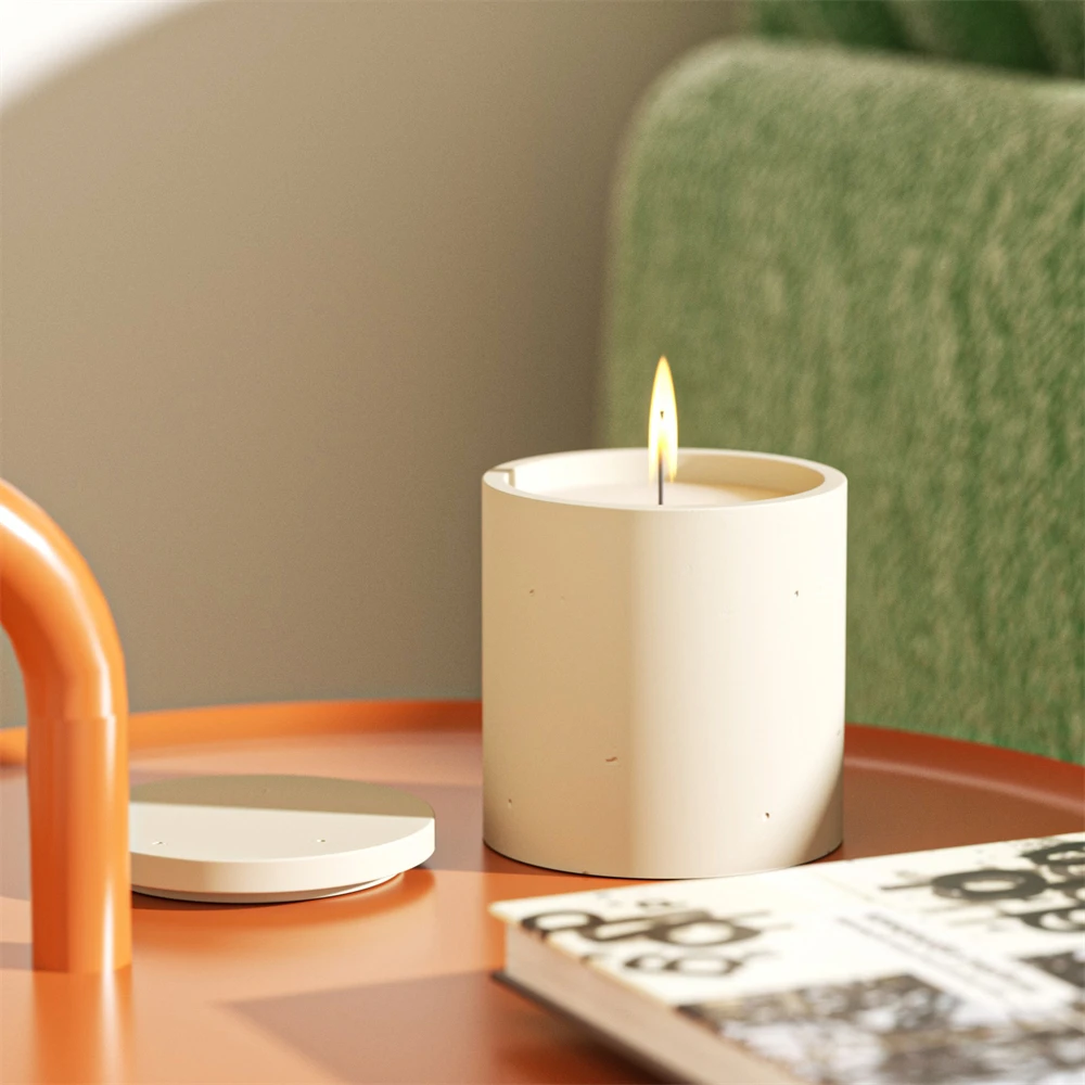 Boowan Nicole Candle Jar With Lid Silicone Mold for Gypsum DIY Concrete Candle vessel Making Handmade jesmonite Home Decor