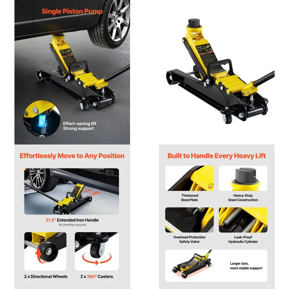 

Компактный сверхмощный гоночный домкрат 2,5 тонны с однопоршневым насосом, подъем от 3,35 до 14,96