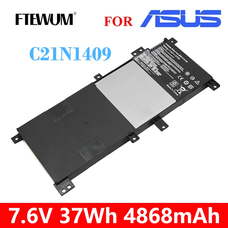 

FTEWUM Laptop Battery 2Cells C21N1409 7.6V 4868mAh 37Wh For Asus A455LB A455LN F430LB F455LN K455LN R455LF X455LN R455LNB