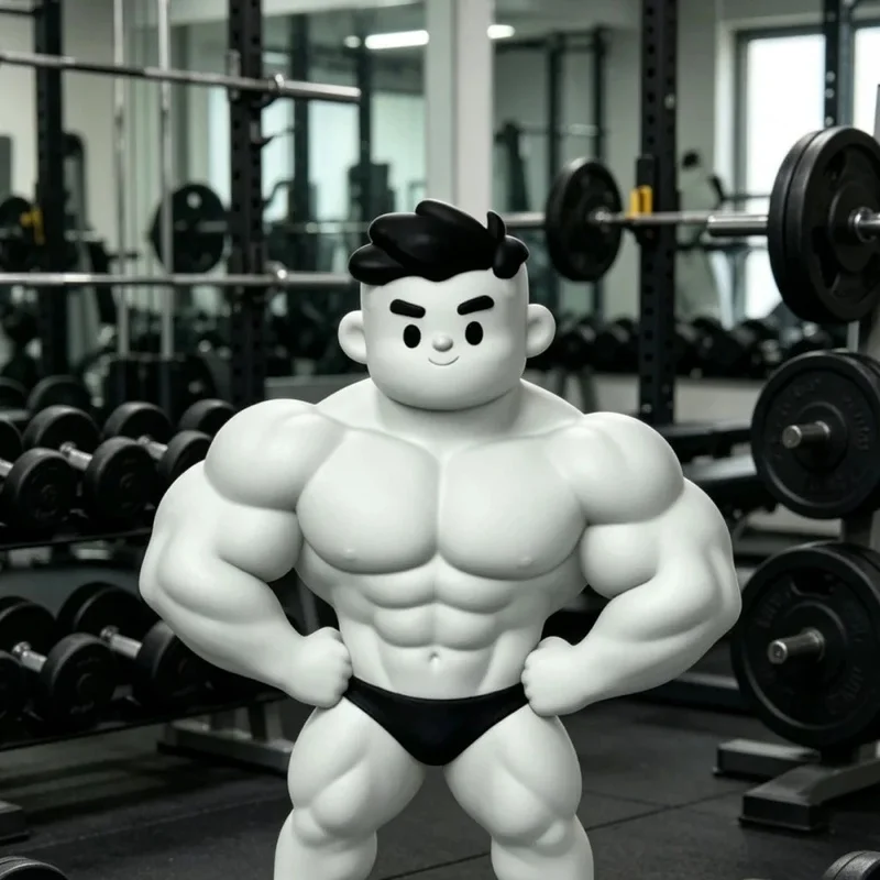 Q-Style Muscular Strongman Fitness Figurine For Adults, Trendy Toy, Keychain, Desktop Decoration Item
