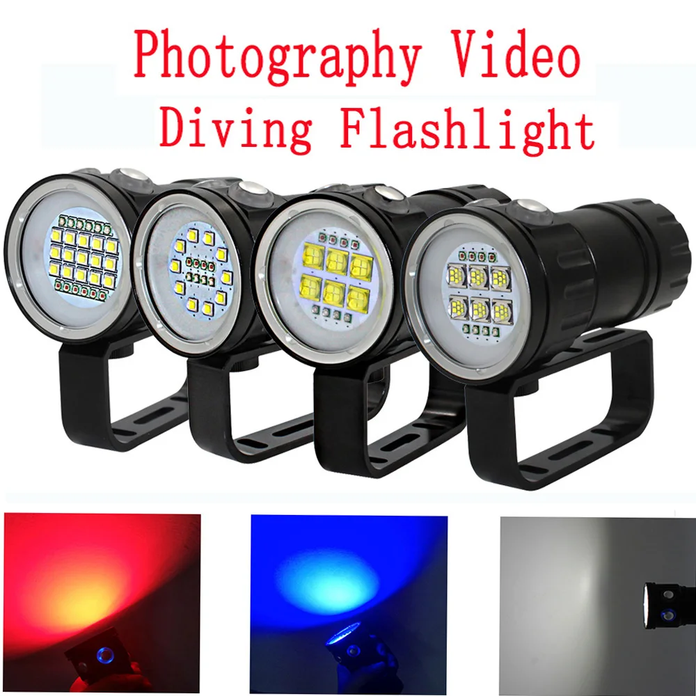 

LED Waterproof diving flashlight video Light XHP70 XM-L2 Photography torch underwater video lighting for diving led flashlight