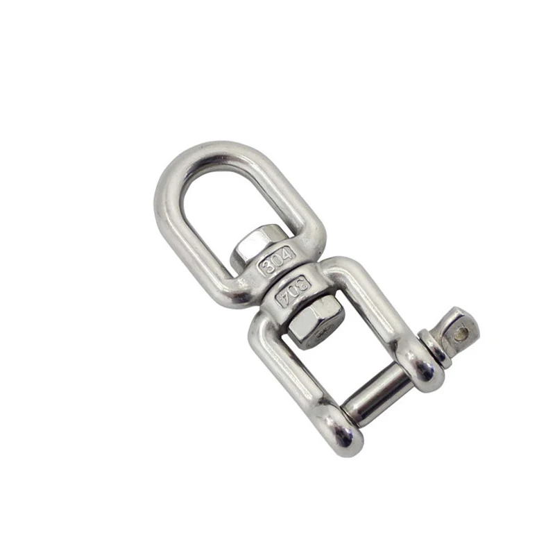 1pc Rotating Ring Carabiner One Head Detachable Unloading Hook Shackle Wire Rope Lock Chain Connecting Buckle 304SS