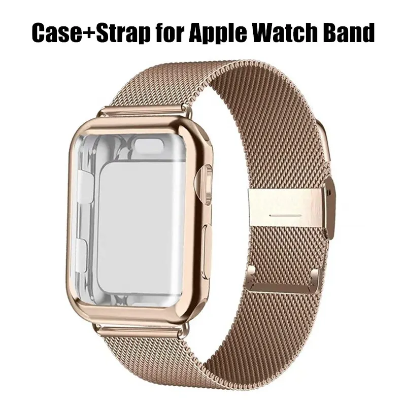 Milanese Loop Case+Strap do Apple Watch Band Ultra 8 7 6 SE 5 4 41mm 40mm 44mm 38mm 42mm Watchband Iwatch Series 7 45mm