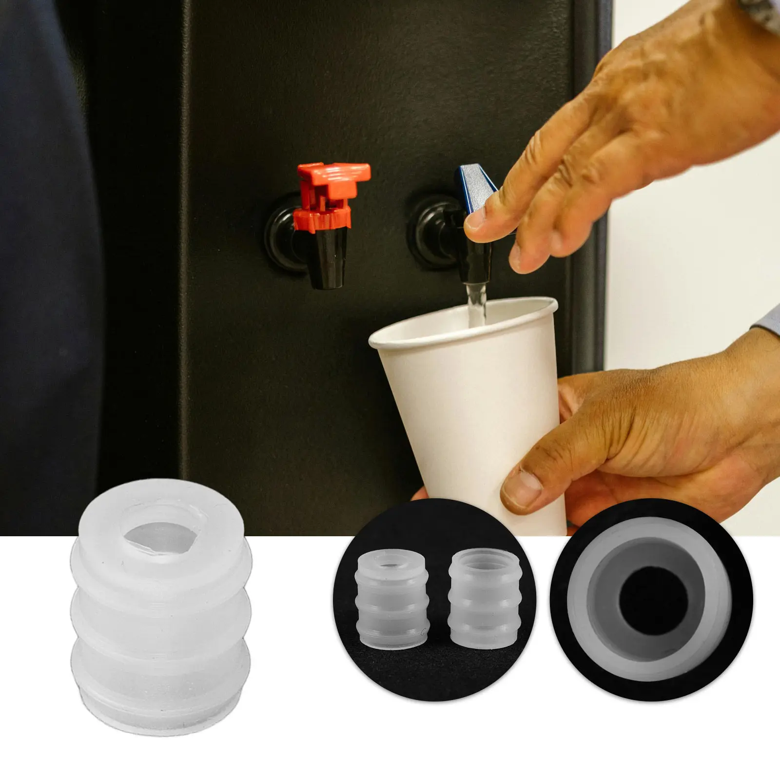 6Pcs Silicone Water Pump Pipe Sealing Rings Stainless Steel Non Leak Manual Bottle Dispenser Outlet Replacement for Kitchen