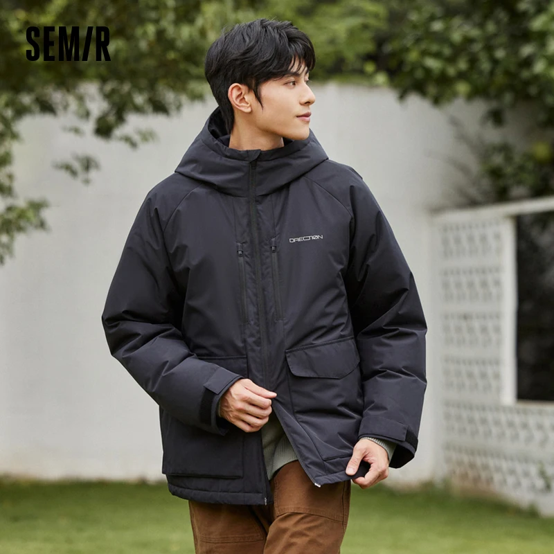 Semir Down Jacket Men 2023 Winter New Three-Proof Mid-length Outdoor Warm Cold-resistant Workwear Loose Jacket