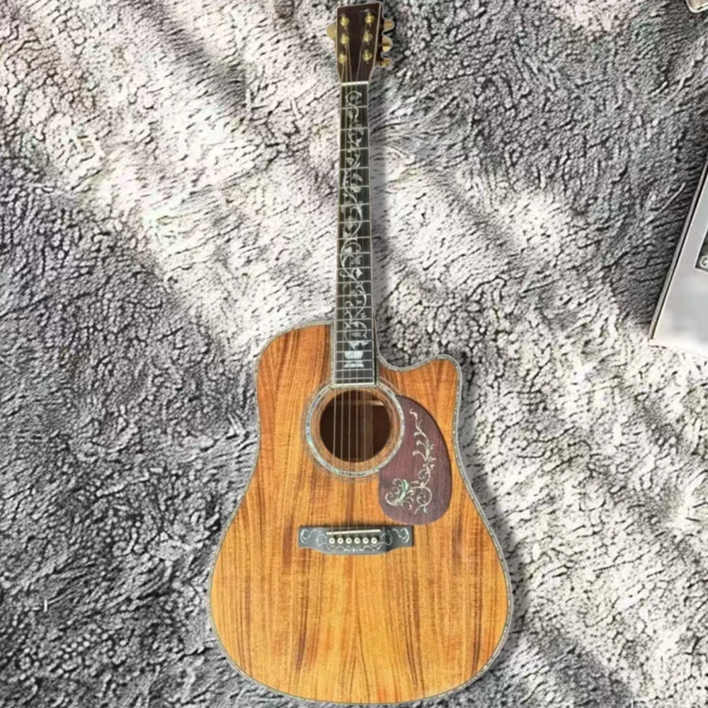 

41 Inch D45 Series Solid Top Full KOA Acoustic Guitar Wooden Vase with Abalone Inlaid Acoustic Guitar High Quality