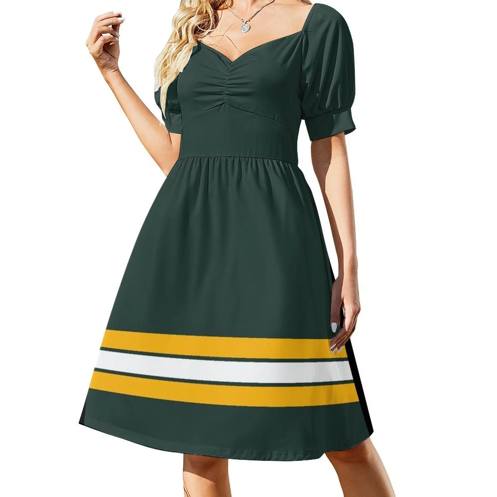 

Green Bay lines Short Sleeved Dress long sleeve dresses beach dress Dance dresses Women dresses summer Dress