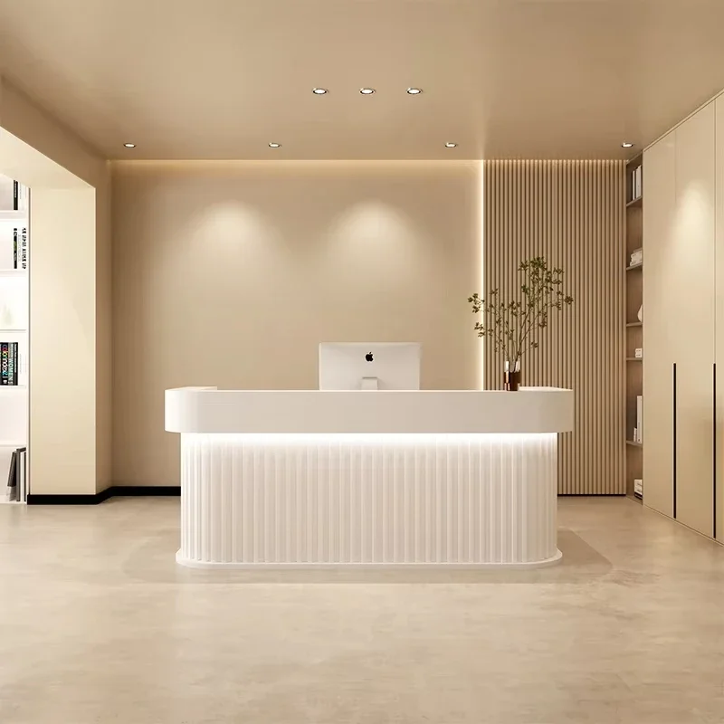 

Luxurious Office Desk Reception Counter Long Beauty Institute Modern Salon Storage Help Administrator Stand Hairdresser Bakery