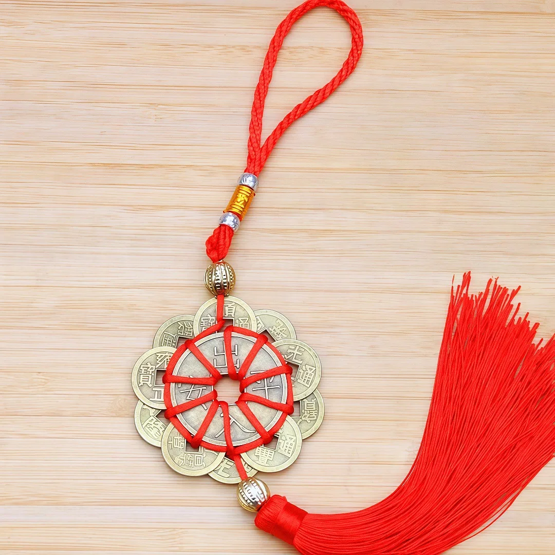 Feng Shui Mystic Knot Chinese Lucky Coins Cures Home Career Health Wealth Room Decor Wall Hanging Decoration Home Supplies