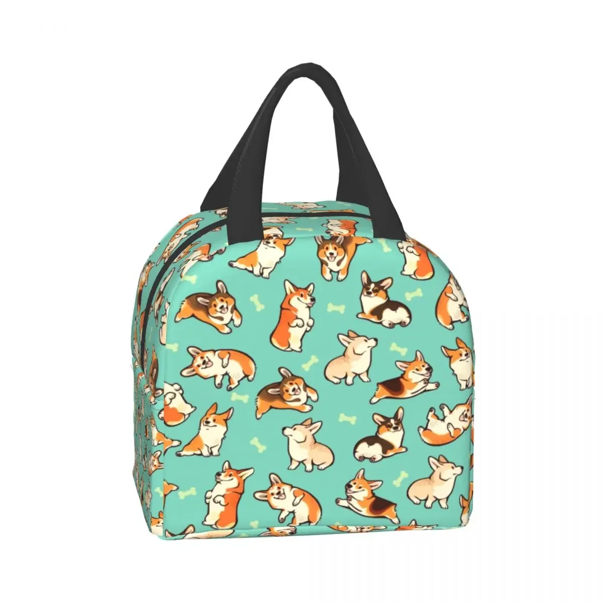 Cute Jolly Corgis Portable Lunch Box Waterproof Thermal Cooler Food Insulated Welsh Corgi Dog Lunch Bag For Women School Work