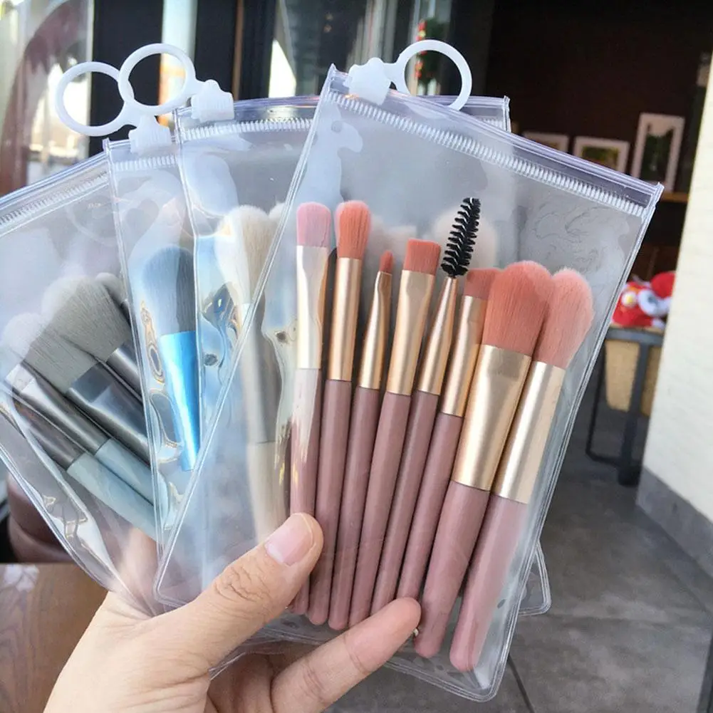 แปรงแต่งหน้าขนาดเล็กแบบพกพาอายแชโดว์ Foundation Blush Brush Kit พร้อมขนแปรงสังเคราะห์นุ่ม Travel-Friendly Beauty Tools 8 ชิ้น