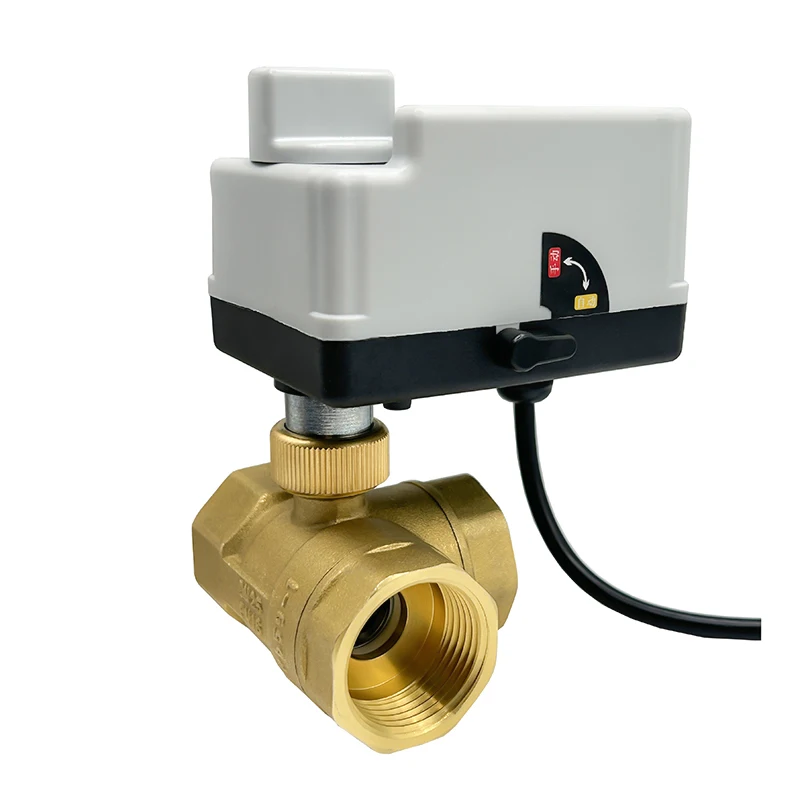 DN15-DN50 3-Wege-Motorisierter Kugelhahn aus Messing, 3-Draht, 2-Steuerung, elektrische Stellantriebe mit manuellem Schalter, 220 V, 12 V, 24 V – Detail 7