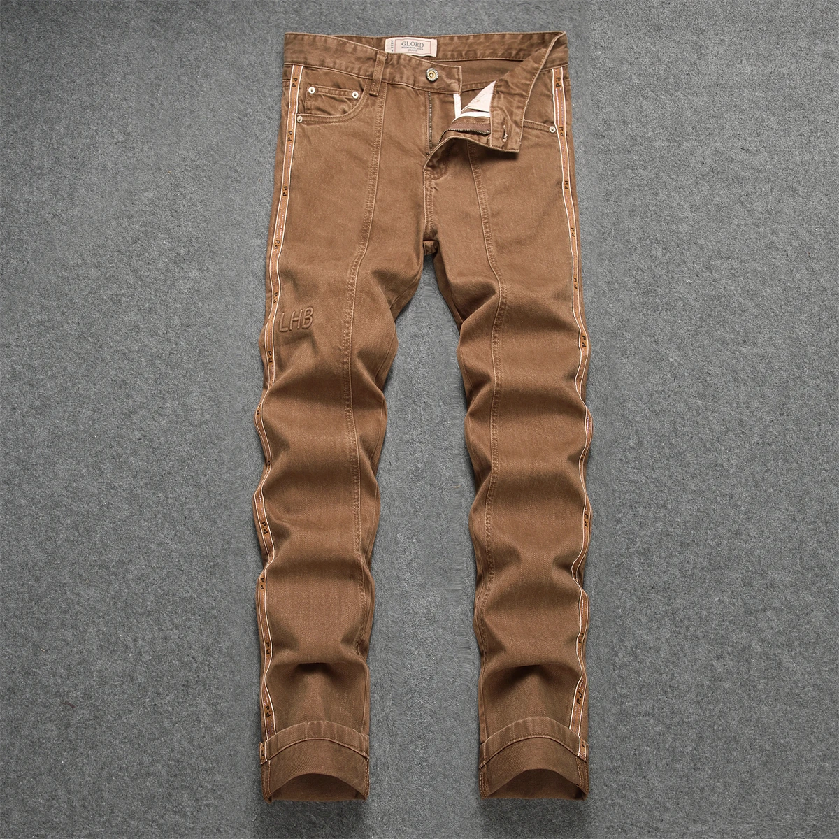 

High-End Men's Workwear Denim Pants Slim Fit Casual Stripe High Street Spring Autumn Wear Resistant Retro Sle Long Trousers