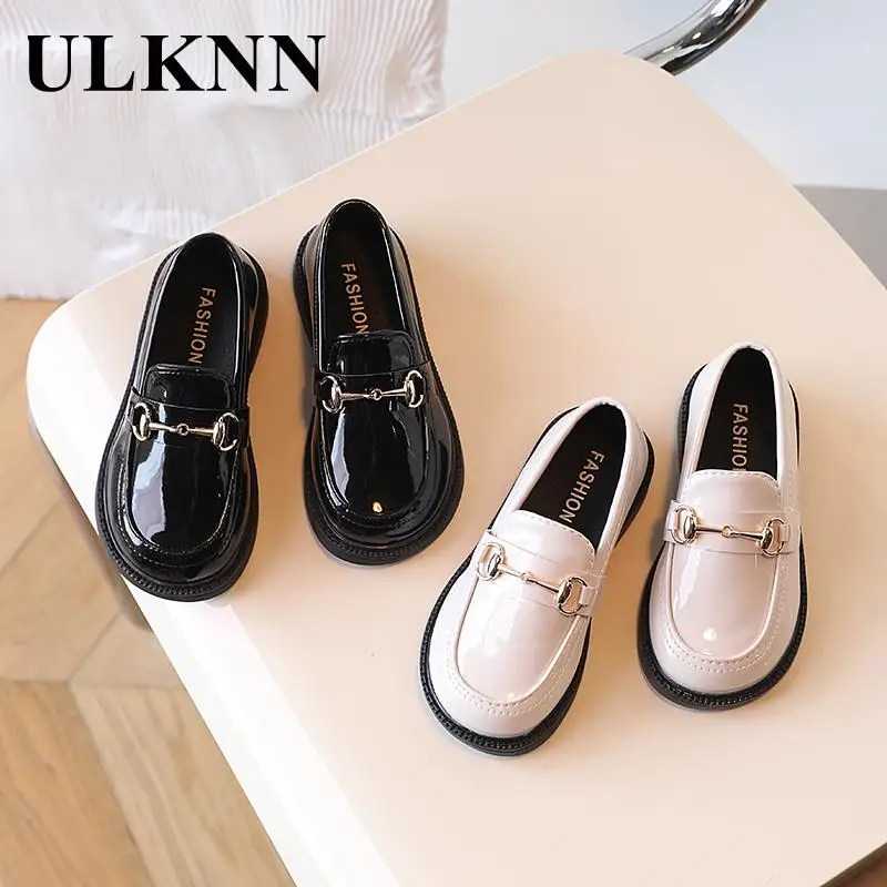 

Girl's Leather Shoes New 2023 Pupils Antiskid Performance Shoes Baby Black Single Shoes Size 21-36 Students Schoold Shoe