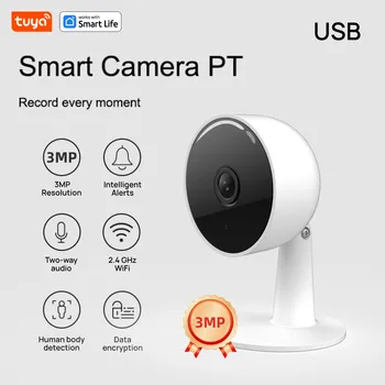 Tuya สมาร์ท 3MP HD Indoor Home Security กล้องสําหรับทารก/ผู้สูงอายุ/สัตว์เลี้ยง/พี่เลี้ยงเด็ก, พร้อม Real-time APP Alert, 2-Way Audio, Human Body Detection